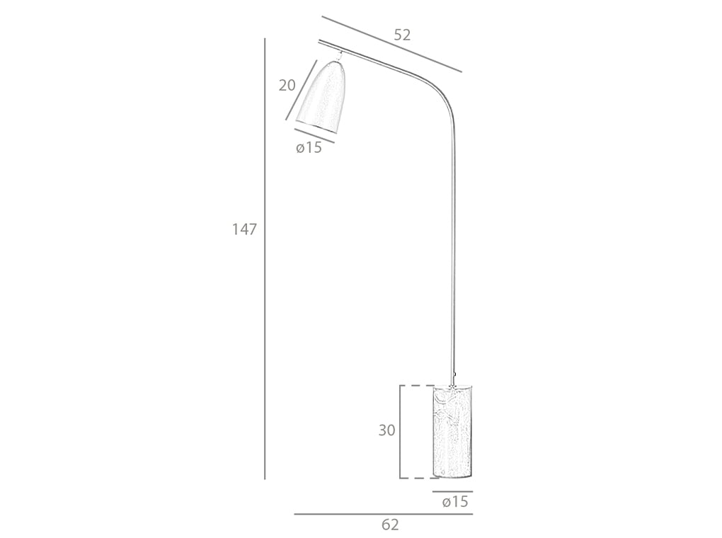 Lampadar din Marmura Neagra si Otel Negru Angel Cerda