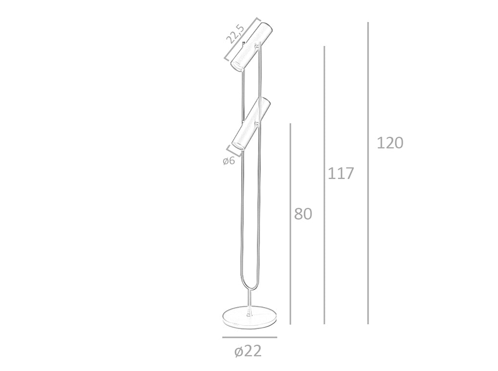 Lampadar din Otel Aur si Negru cu Doua Spoturi Reglabile Angel Cerda