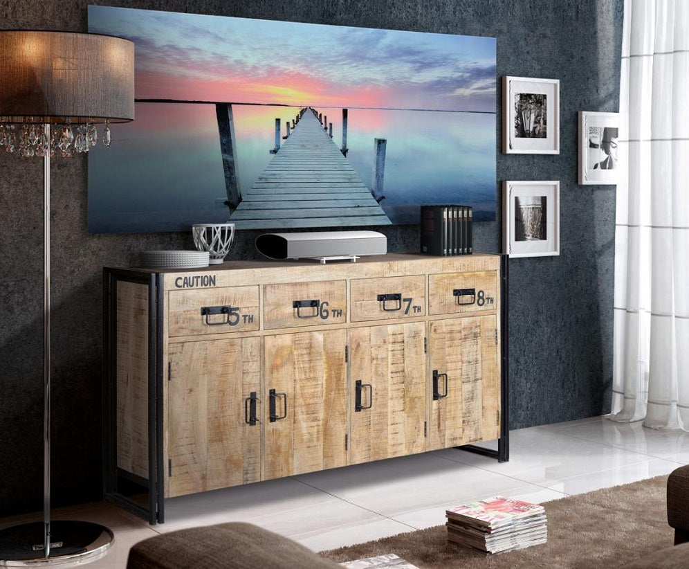 Comoda din Lemn Masiv de Mango cu Laterale din Fier Giner y Colomer