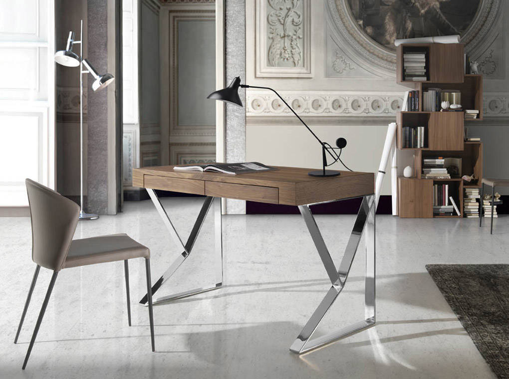 Biblioteca cu Rafturi Neregulate din Lemn de Nuc cu Usi Angel Cerda