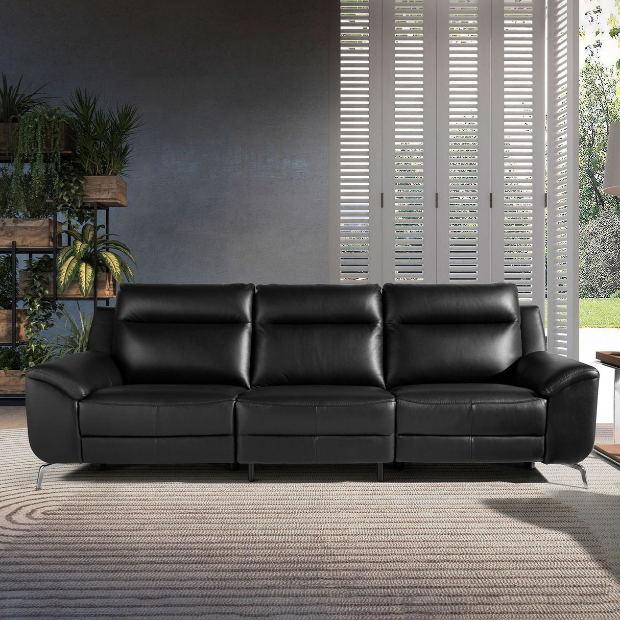 Canapea Relax cu 3 locuri din Piele de Vaca Neagra 6194 Angel Cerda