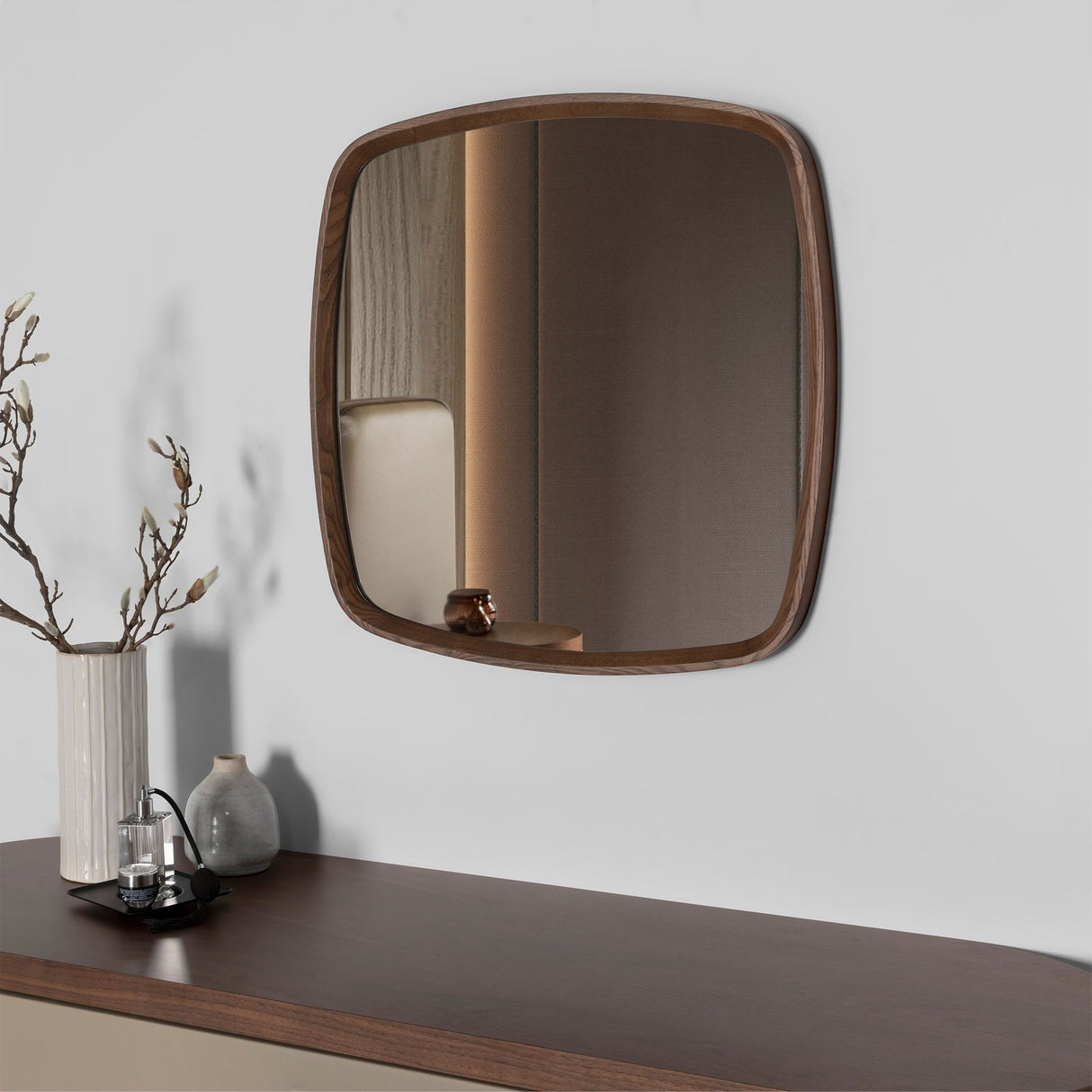 Oglindă de perete pătrată din nuc natural 65x65 cm 3285 Angel Cerdá