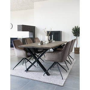 Scaun dining rotativ catifea gri picioare negre House Nordic