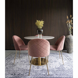 Scaun dining Geneve catifea roz picioare arama House Nordic