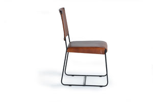 Set de 2 Scaune Tapitate din Piele cu Picioare Metalice Giner y Colomer