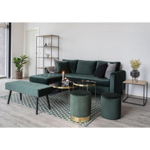 Canapea Firenze Lounge - Sofa Catifea Verde Inchis Picioare Lemn Negru House Nordic