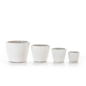 Set de 4 Ghivece din Ceramica Alba Thai Natura