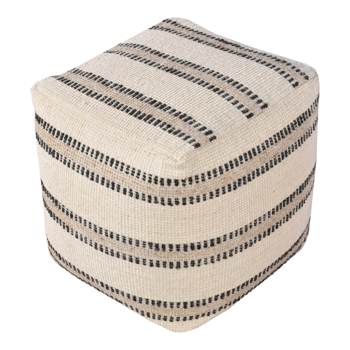 Puf Bally împletit manual ivory/charcoal 40x40x40 cm House Nordic