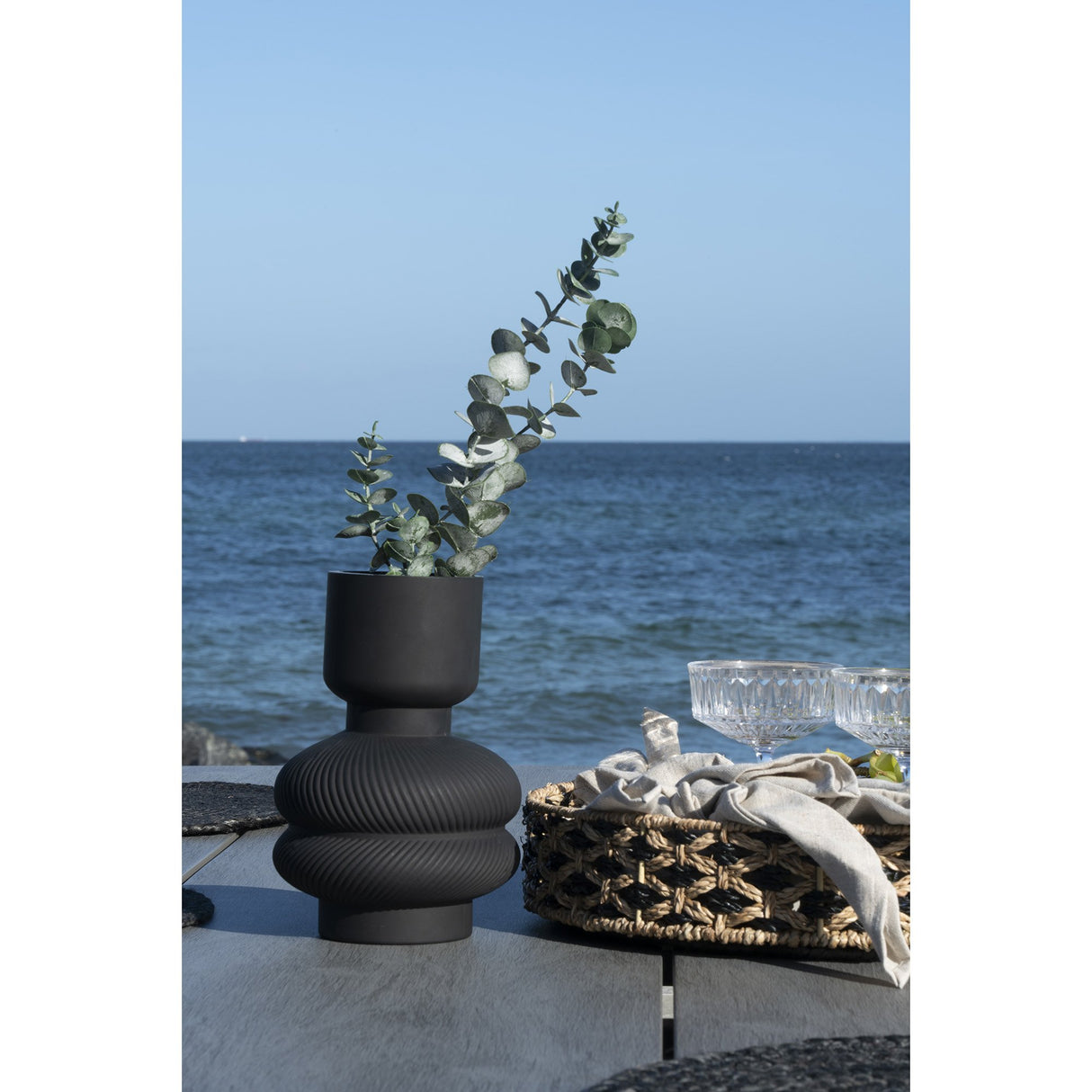 Vaza sticla neagra rotunda Ø15x22 cm House Nordic