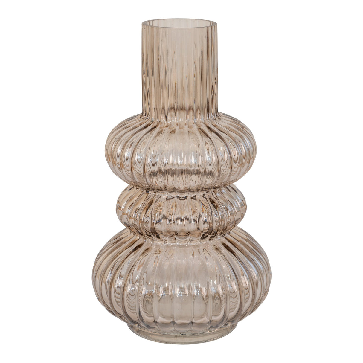 Vaza sticla suflata manual fumurie rotunda 15x25 cm House Nordic