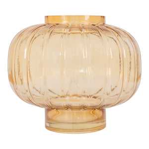 Vaza sticla suflata manual maro-amber rotunda Ø22x18 cm House Nordic
