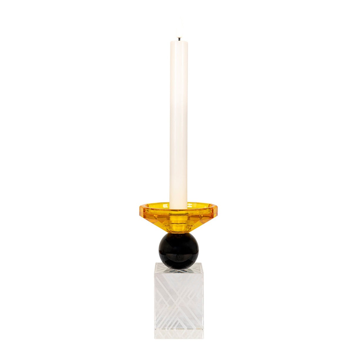 Suport lumanari sticla negru/amber/transparent Ø9,5x15 cm House Nordic.