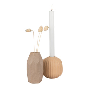 Vaza si suport lumanare ceramica maro set 2 House Nordic