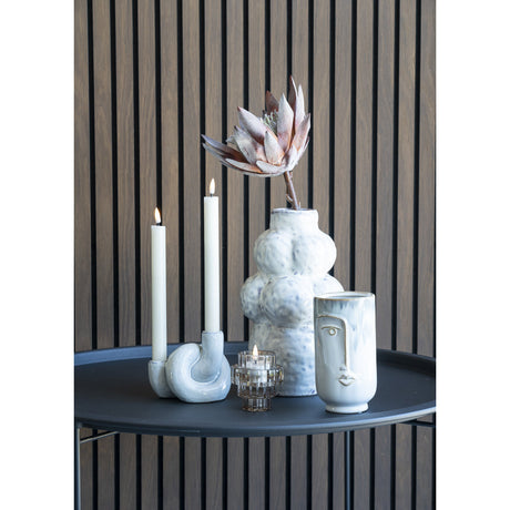 Suport lumanari ceramica alb marmorat 10,5x12,5x10,5 cm House Nordic