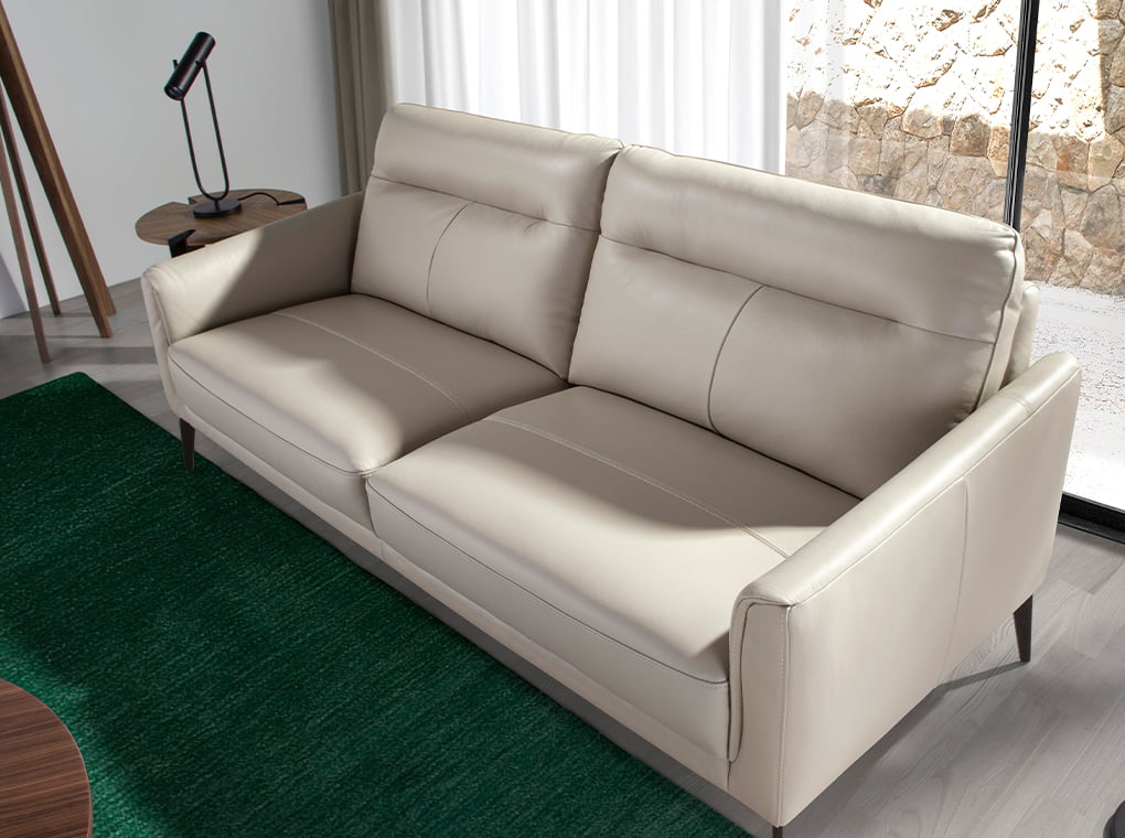 Canapea cu 3 locuri tapitata in piele gri-taupe Angel Cerda