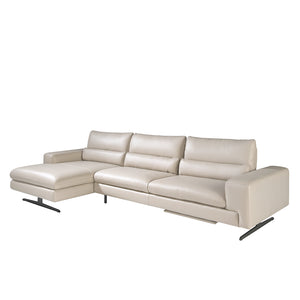 Canapea Chaise Colt Dreapta Longue din Piele Gri Taupe Angel Cerda