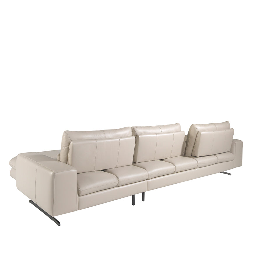 Canapea Chaise Colt Dreapta Longue din Piele Gri Taupe Angel Cerda