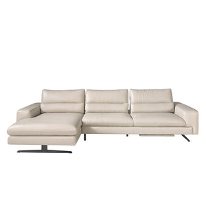 Canapea Chaise Colt Dreapta Longue din Piele Gri Taupe Angel Cerda