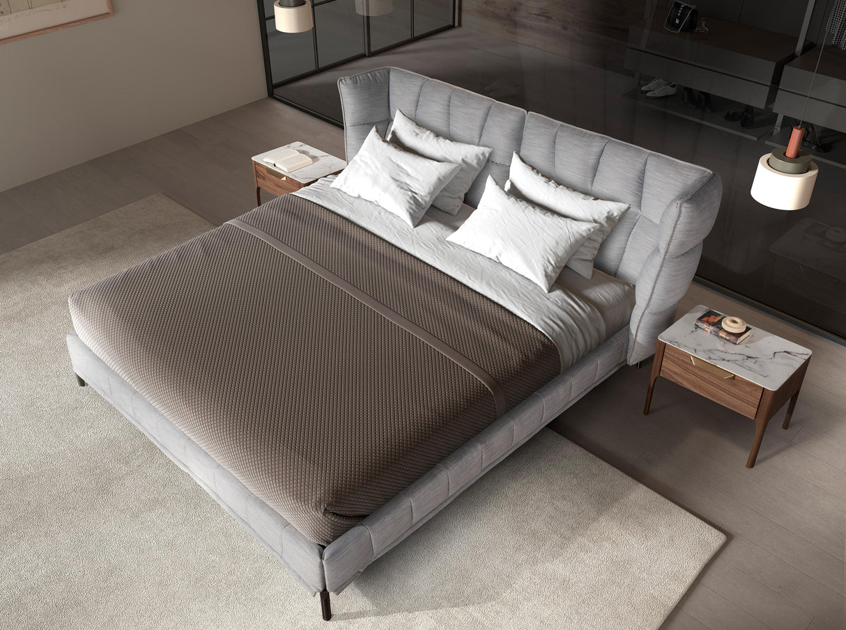 Pat tapițat din stofă gri-albastru deschis 180x200cm 7211 Angel Cerda