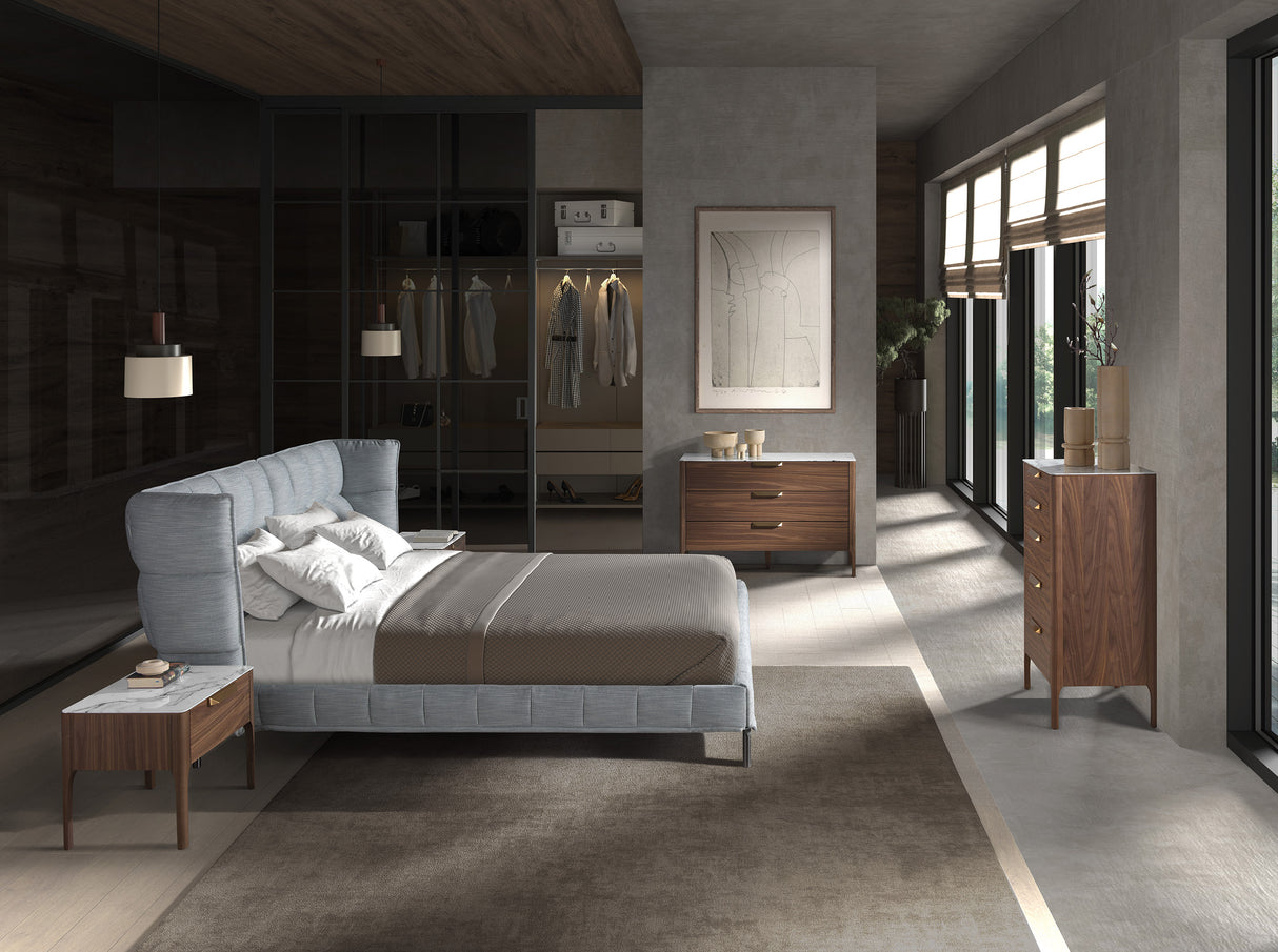 Pat tapițat din stofă gri-albastru deschis 180x200cm 7211 Angel Cerda