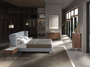 Pat tapițat din stofă gri-albastru deschis 180x200cm 7211 Angel Cerda