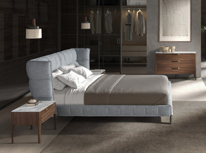 Pat tapițat din stofă gri-albastru deschis 180x200cm 7211 Angel Cerda