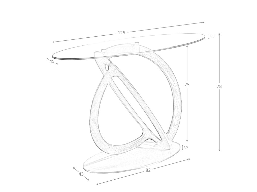 Consola Ovala din Sticla Temperata si Nuc Angel Cerda
