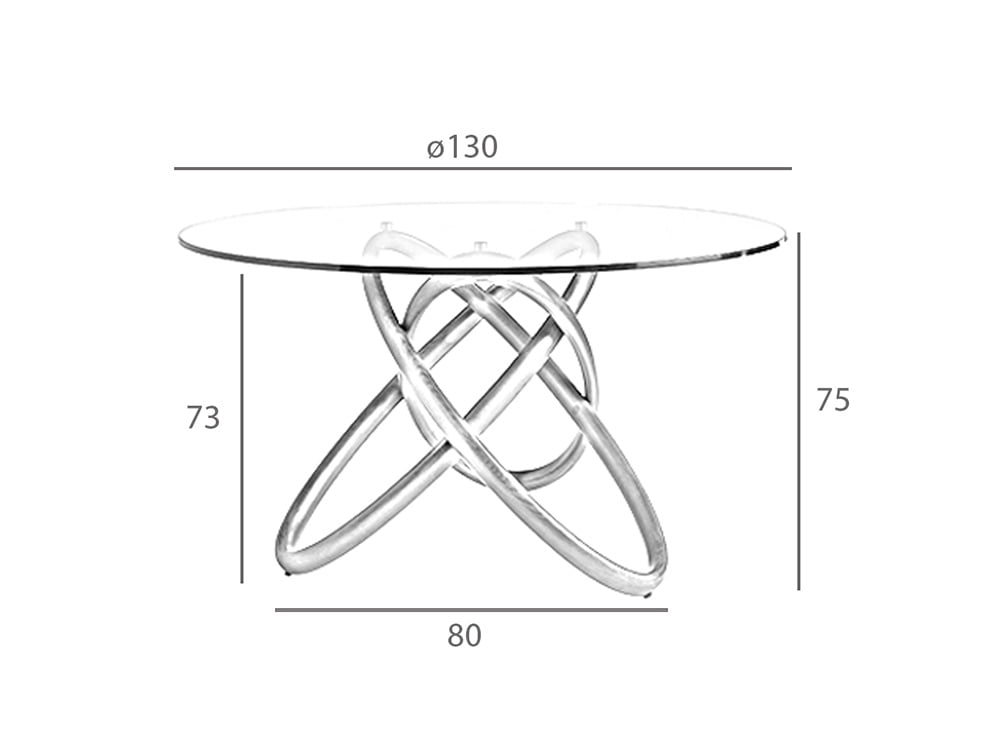 Masa de Dining 130cm Rotunda din Sticla si Frasin Nuc Angel Cerda