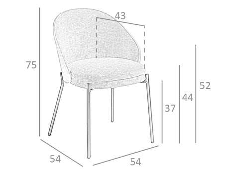 Scaun Tapitat din Nuc cu Structura Metalica Angel Cerda