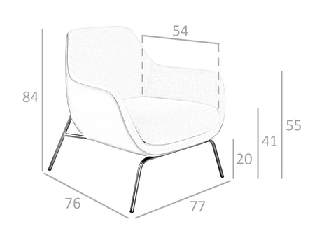 Fotoliu tapitat cu material textil si piele ecologica cu structura din otel negru Angel Cerda.