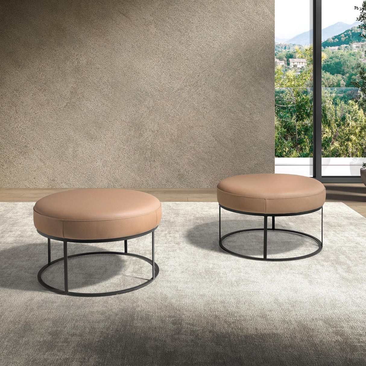 Banchetă rotundă din piele naturală – design contemporan cu structură arhitecturală 5190 Angel Cerda