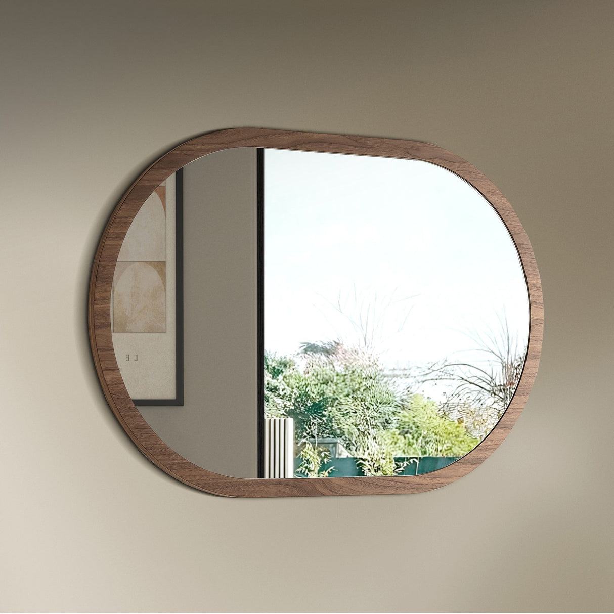Oglindă de perete semi-ovală din nuc natural Ø120x80 cm 3295 Angel Cerdá