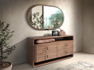 Oglindă de perete semi-ovală din nuc natural Ø120x80 cm 3295 Angel Cerdá