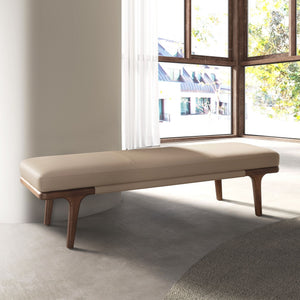 Banchetă tapițată mink cu picioare din lemn nuc închis – eleganță contemporană și proporții statement 5179 Angel Cerdá